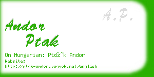 andor ptak business card